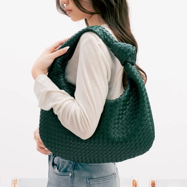 Christy Ng Lucia Woven Hobo in Bag Emerald Green